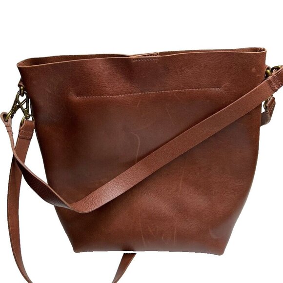 Madewell Rich Brown Leather bucket tote - Picture 5 of 14